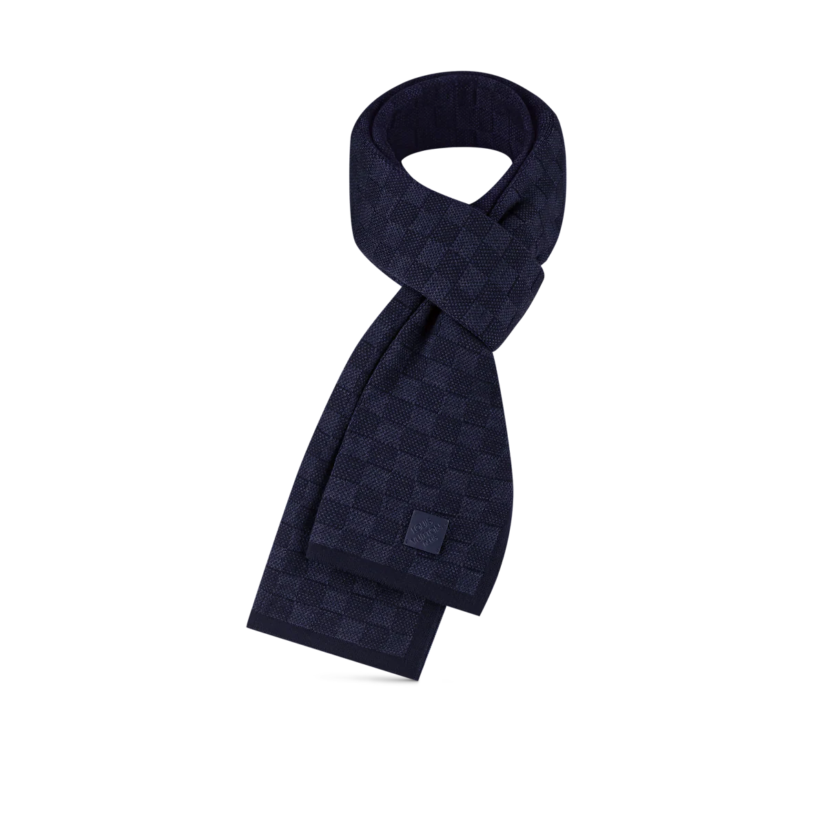 Bonnet et Écharpe Néo Petit Damier Bleu Marine