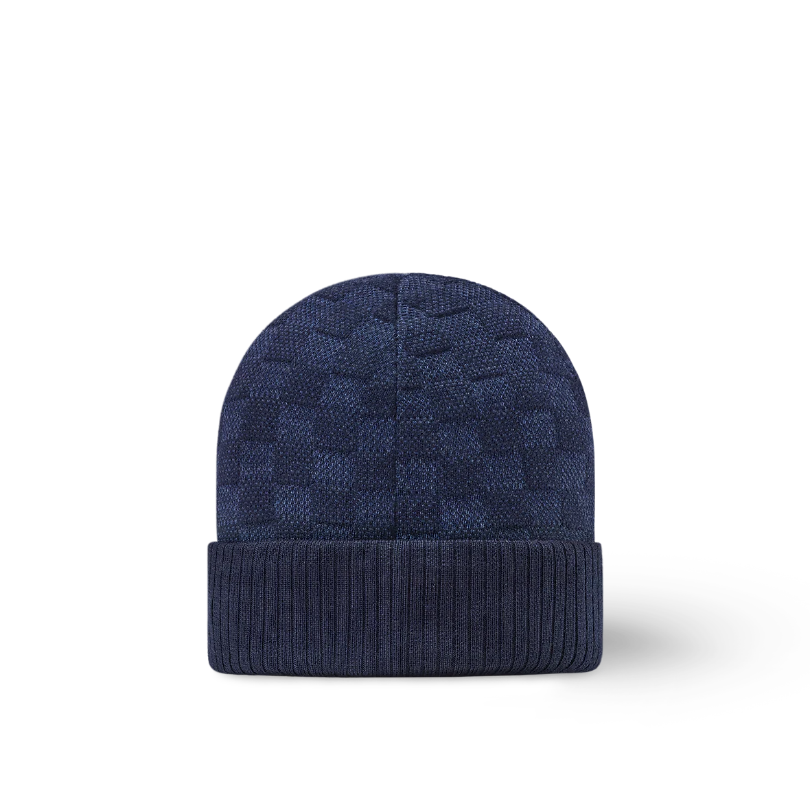 Bonnet et Écharpe Néo Petit Damier Bleu Marine